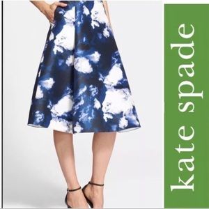 New KATE SPADE Dusk Clouds Blue and White A Line Skirt